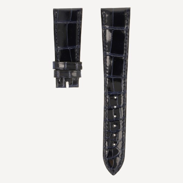 Alligator FC brillant Genève FS, Breite 20/16, Länge 115/55, Farbe dunkelblau, Handnaht, Ton in Ton, Change-it